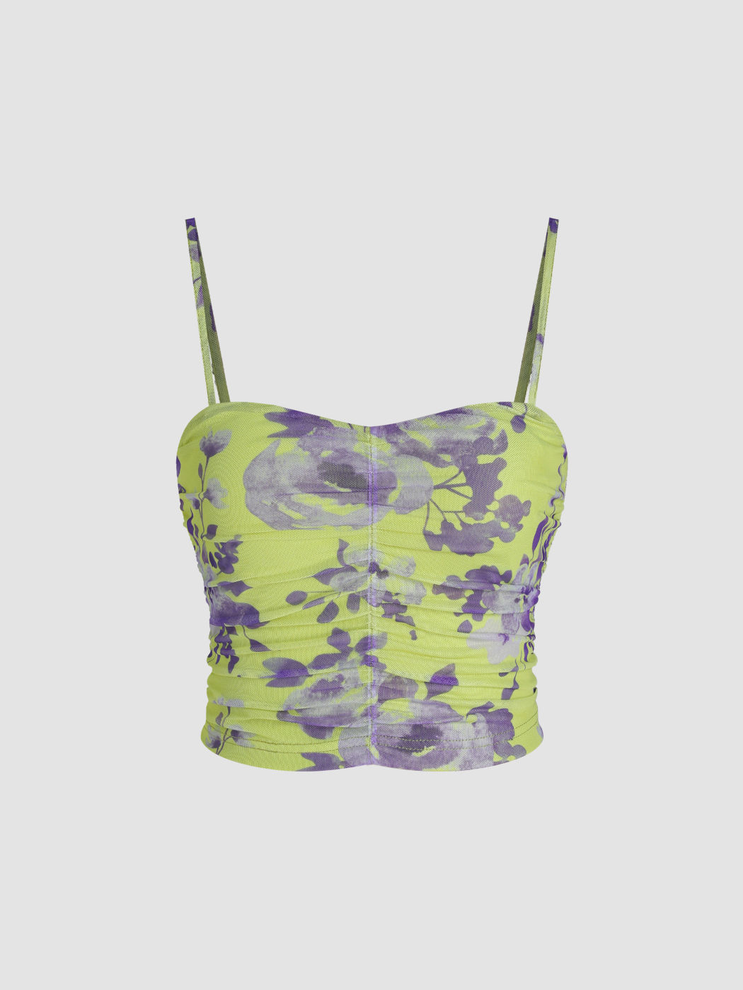 Mesh Floral Cami Crop Top For Vacation