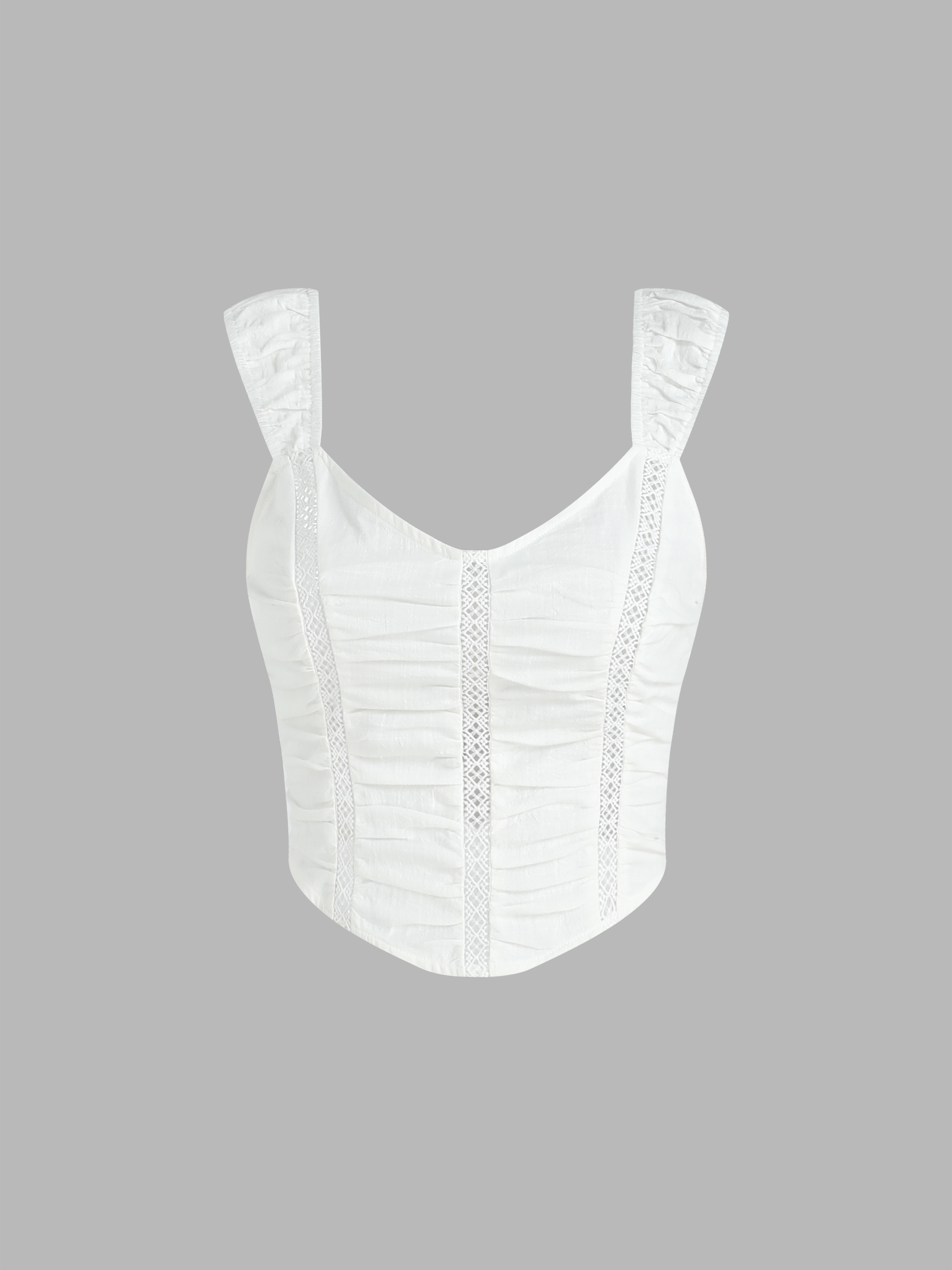 Solid Hollow Out Ruched Corset Crop Top