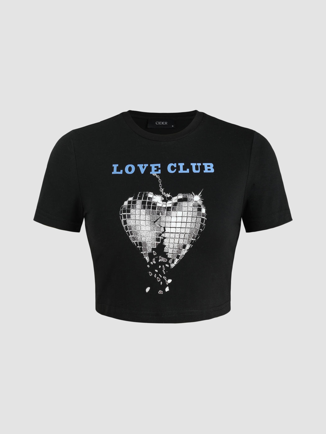 Kurz geschnittenes Jersey-Herz-Grafik-T-Shirt