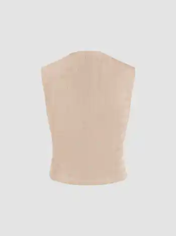  Einfarbiges Jersey-Hochhals-Tank-Top