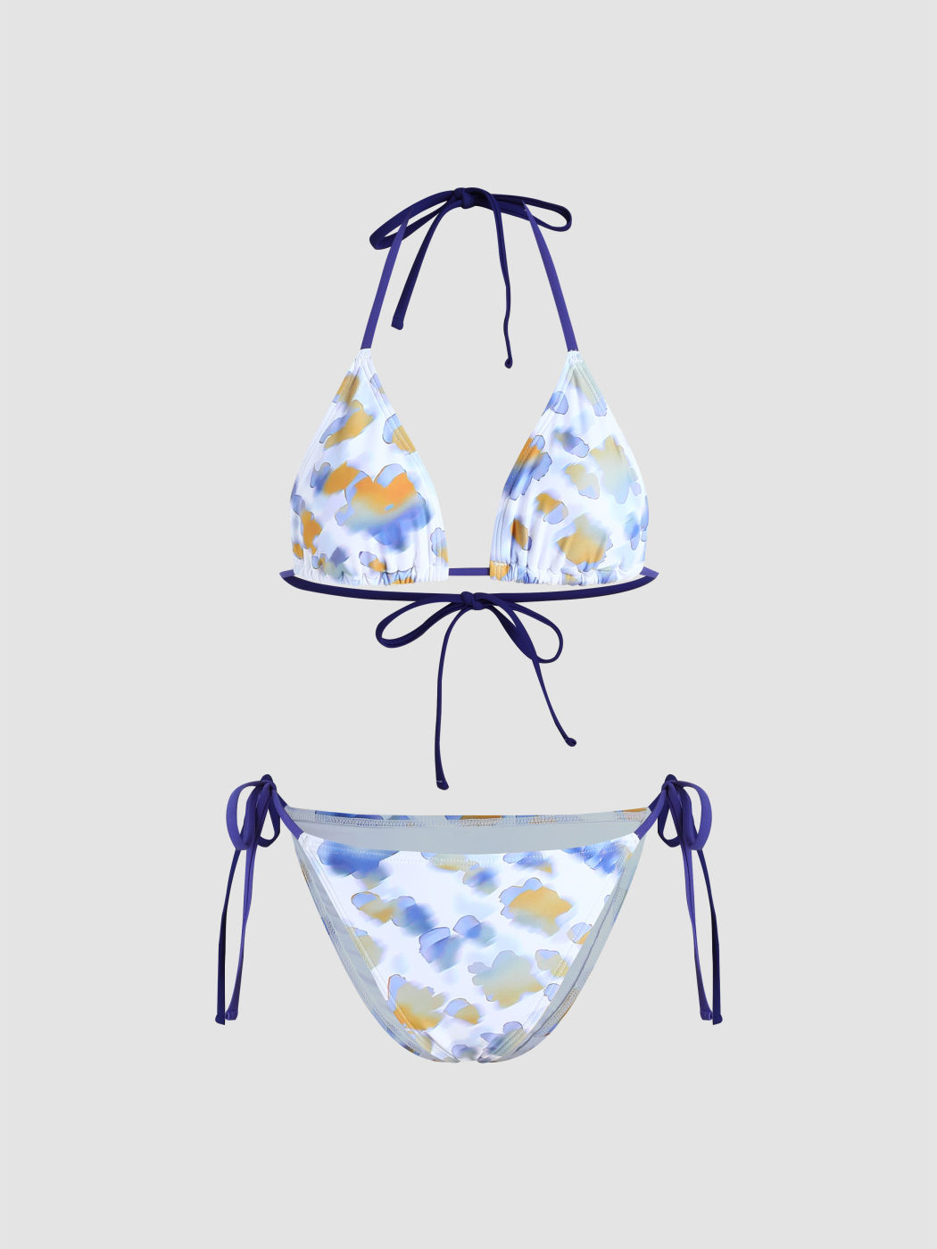 Floral Tie Dye Halter Bikini Swimsuit