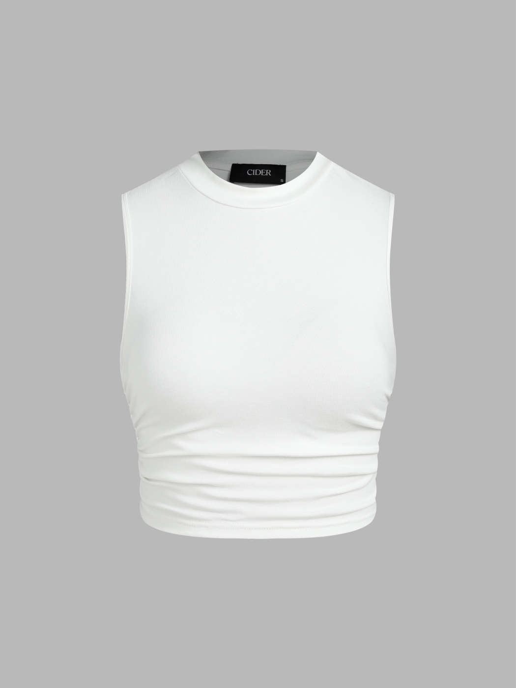 Solid Sleeveless Ruched Crop Top