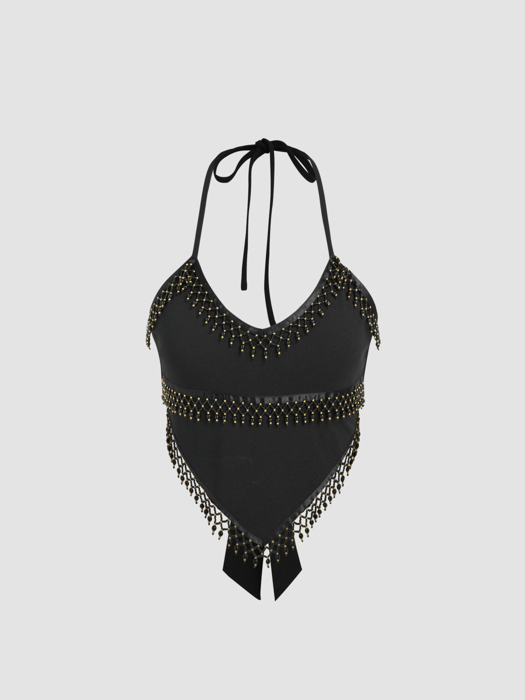  Fransenbesatz Halter Geknotetes Crop Cami Oberteil