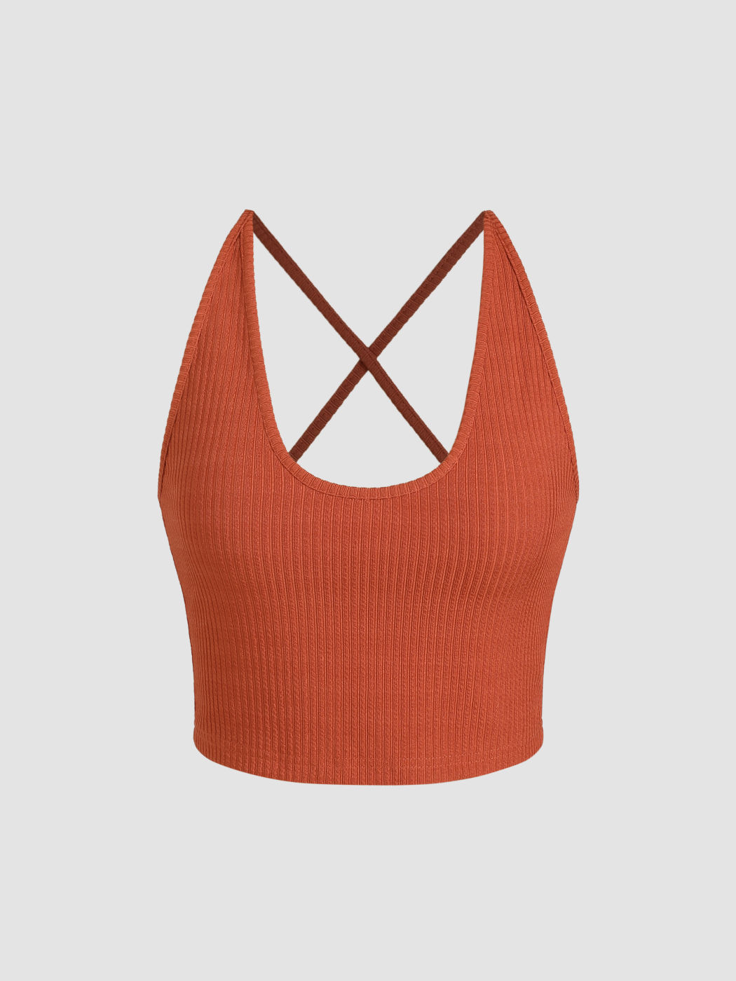 Knit Uneckline Crop Tank Top For Daily Casual