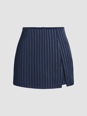 Contrasting Striped Split Skort