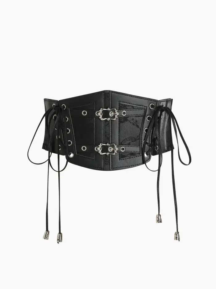 Faux Leather Lace Up Corset Belt For Music Festival/Live House