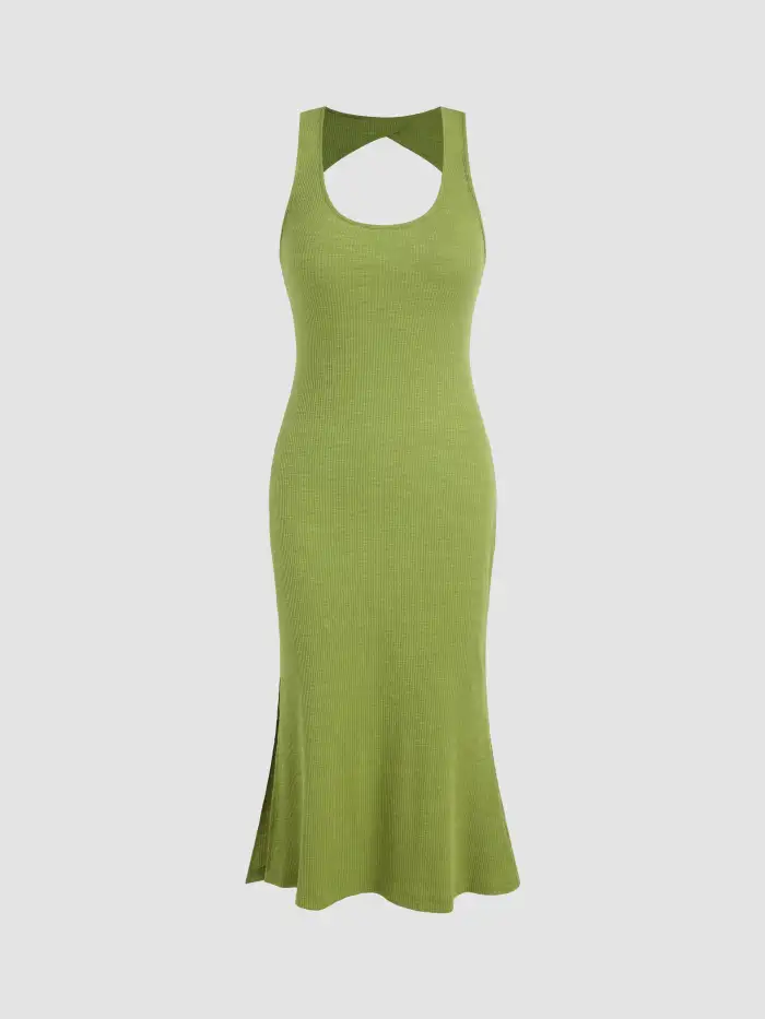 Boat Neck Backless Chain Detail Ruched Mini Dress