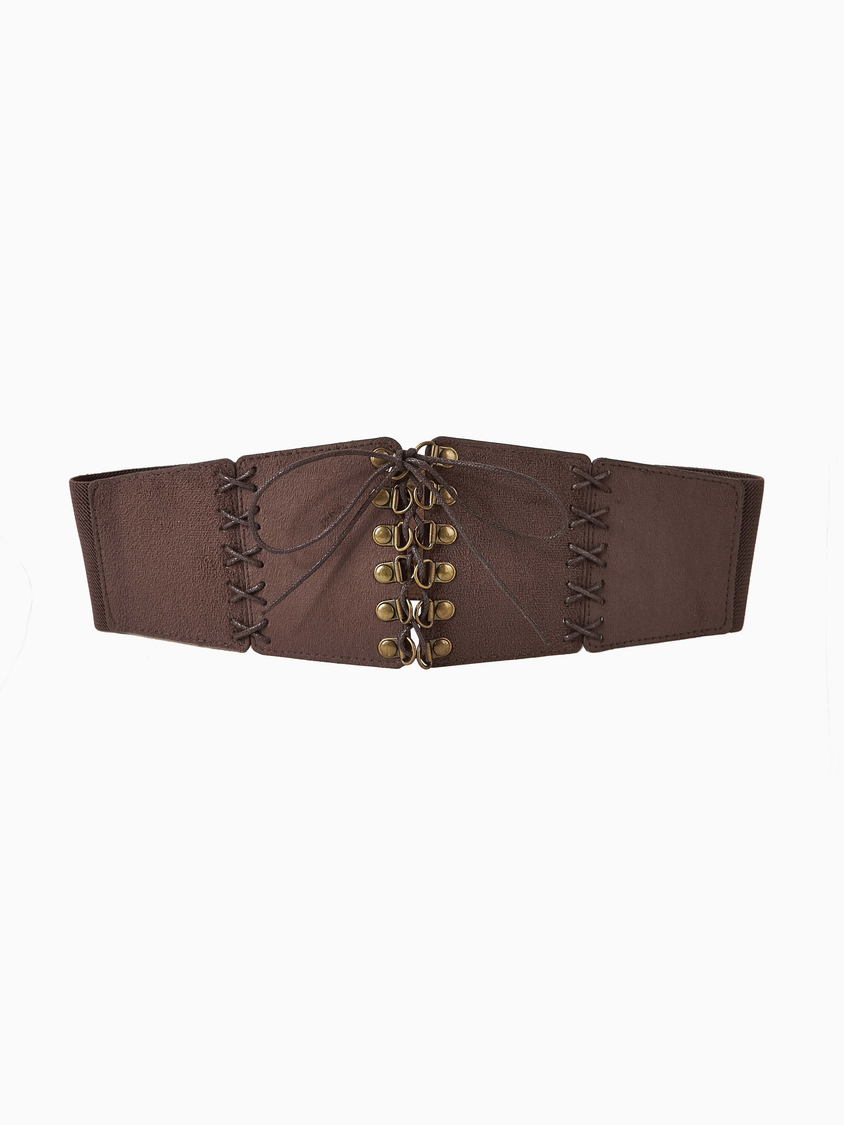 Faux Leather Solid Buckle Up Corset Belt