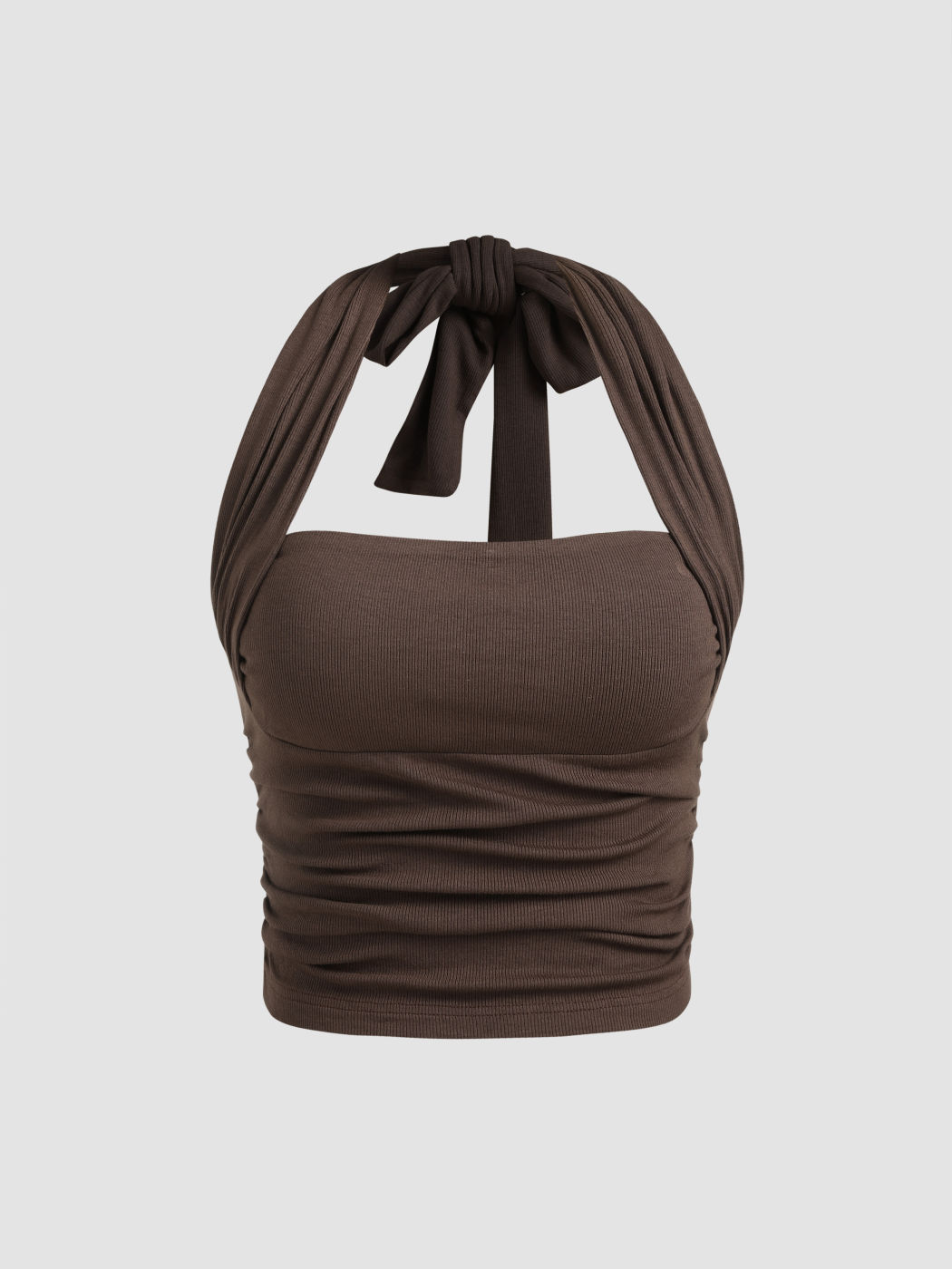 Zwei-Wege Einfarbiger Halter Crop Top