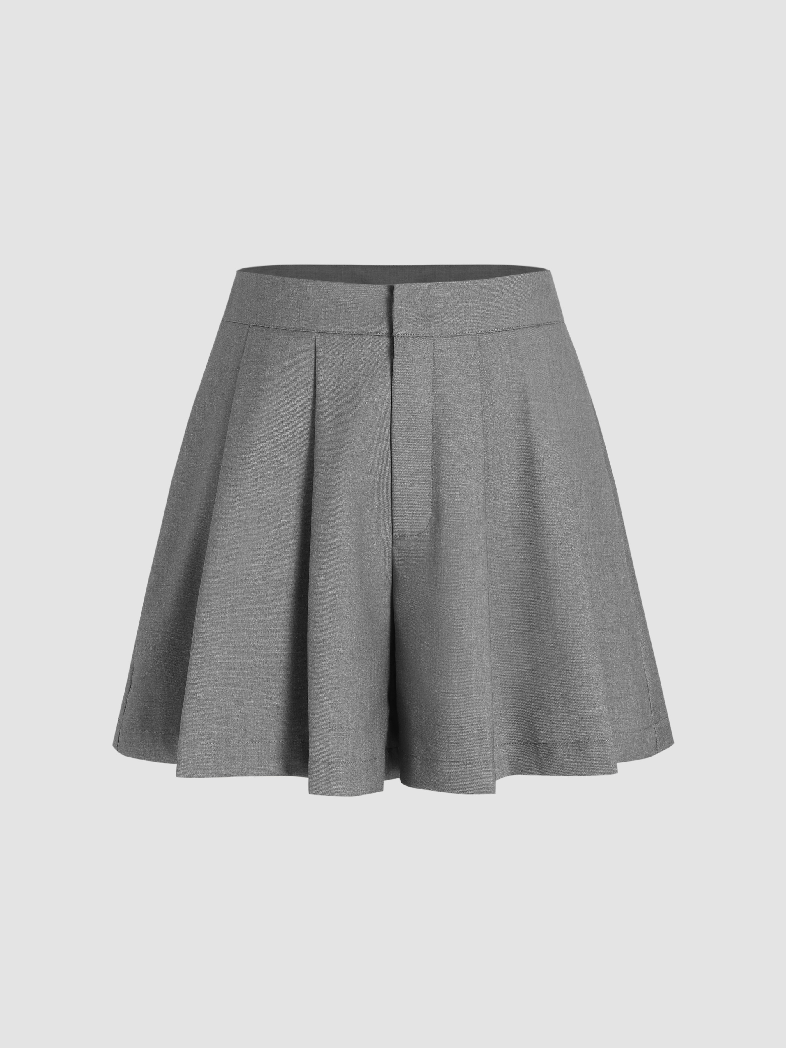 High Waist Pleated Shorts For School Daily Casual Work