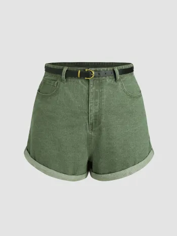 Denim-Shorts mit Gürtel Kurve & Plus