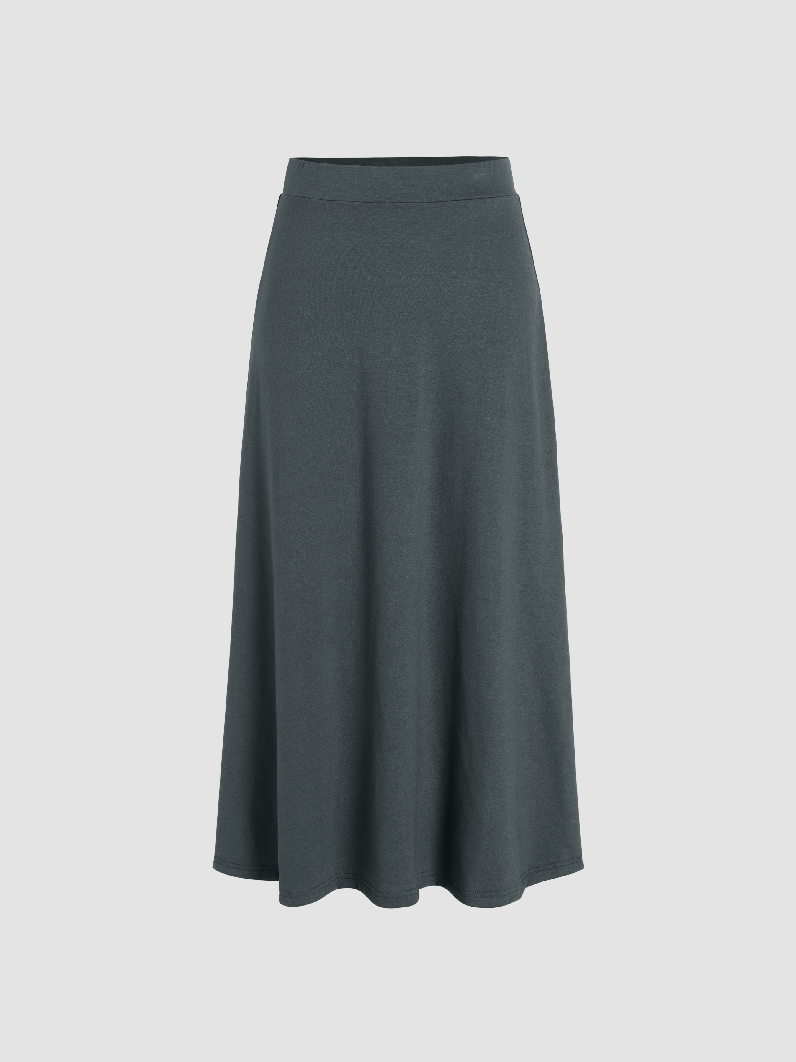 Solid High Waist Midi Skirt Cider