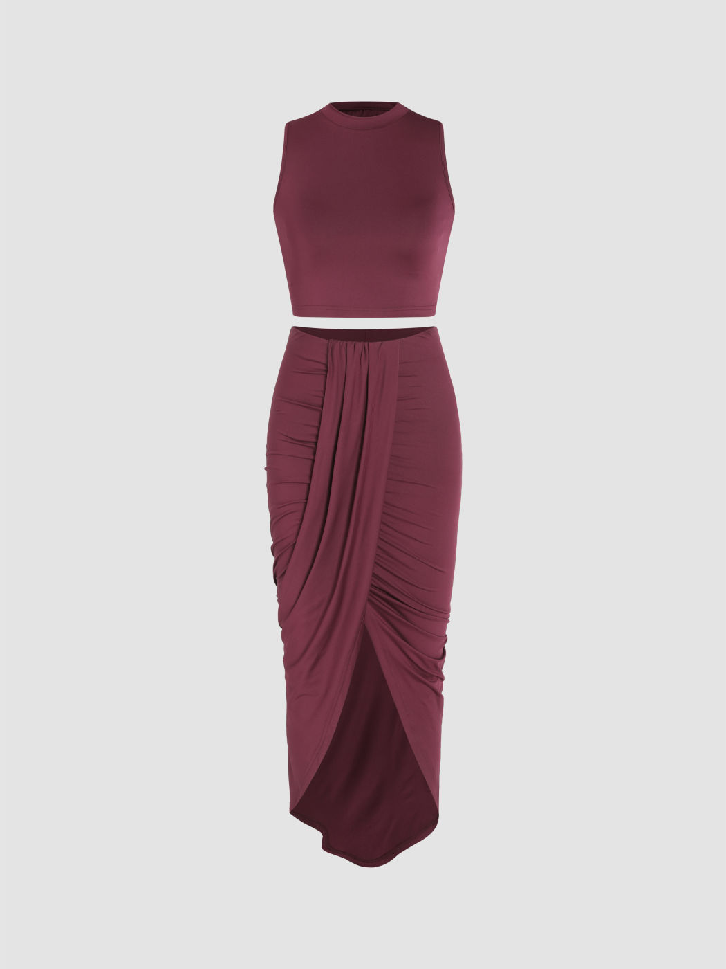 Jersey Crop Tank Top & Ruched Maxi Skirt