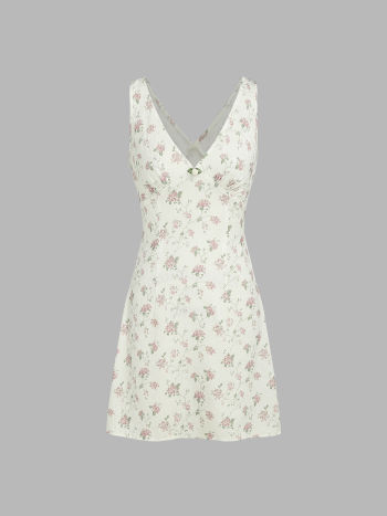 Floral Lace V-neck Mini Dress