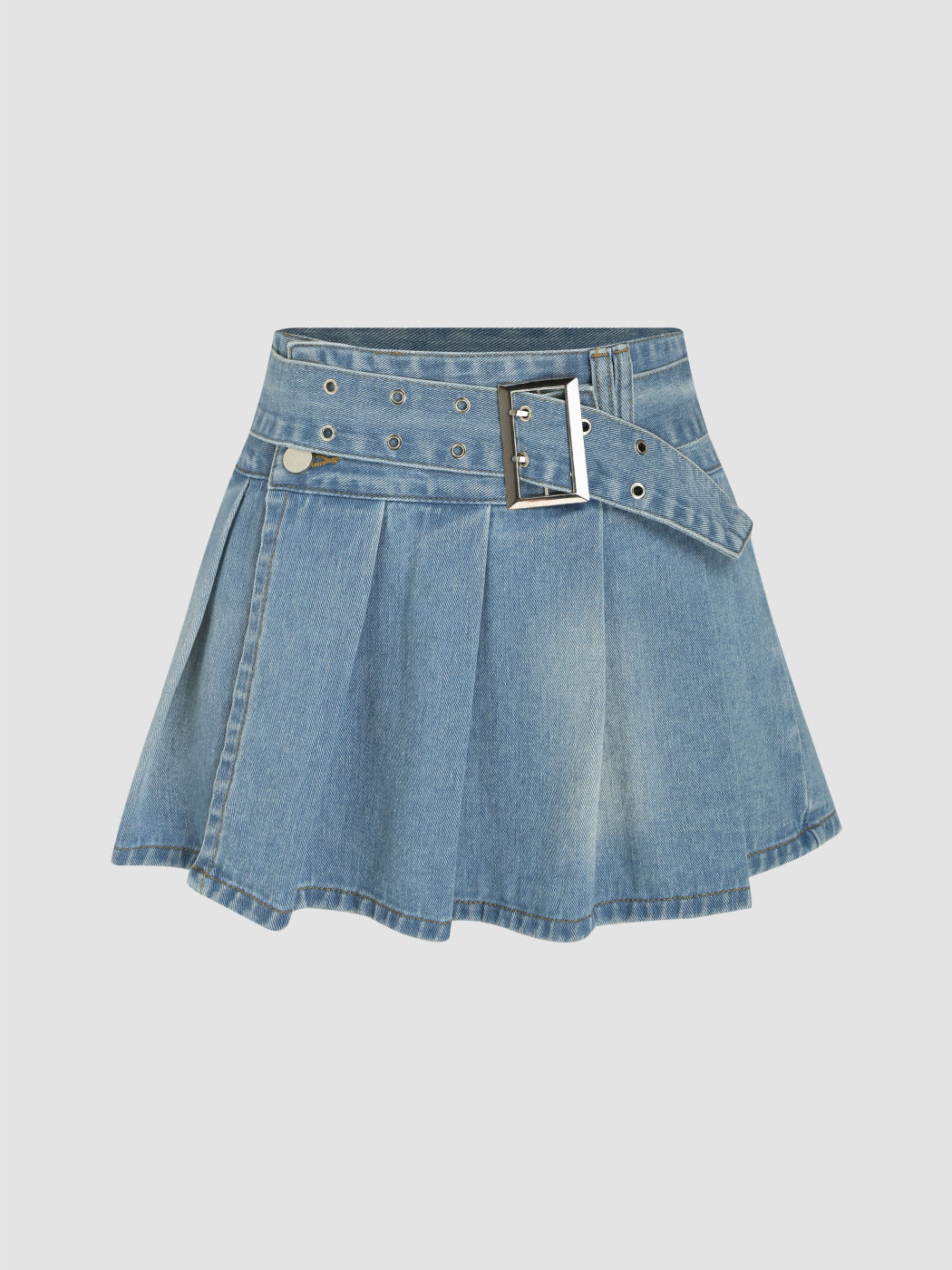Jeans-Plissee-Rüschen-Minirock