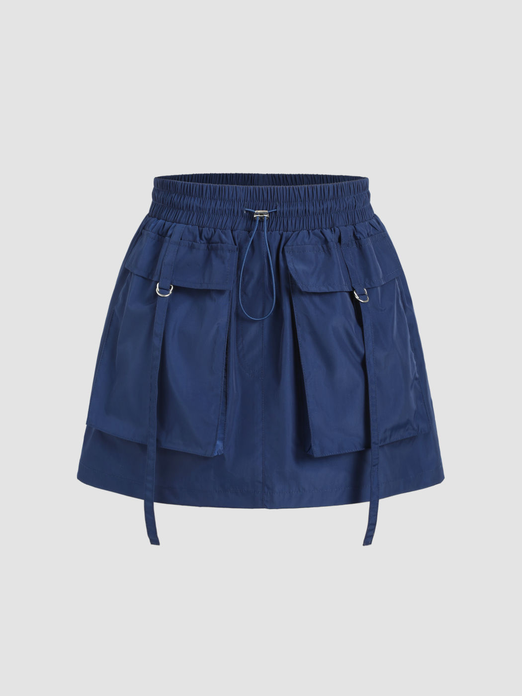 Solid Cargo Pocket Drawstring Mini Skirt - Cider