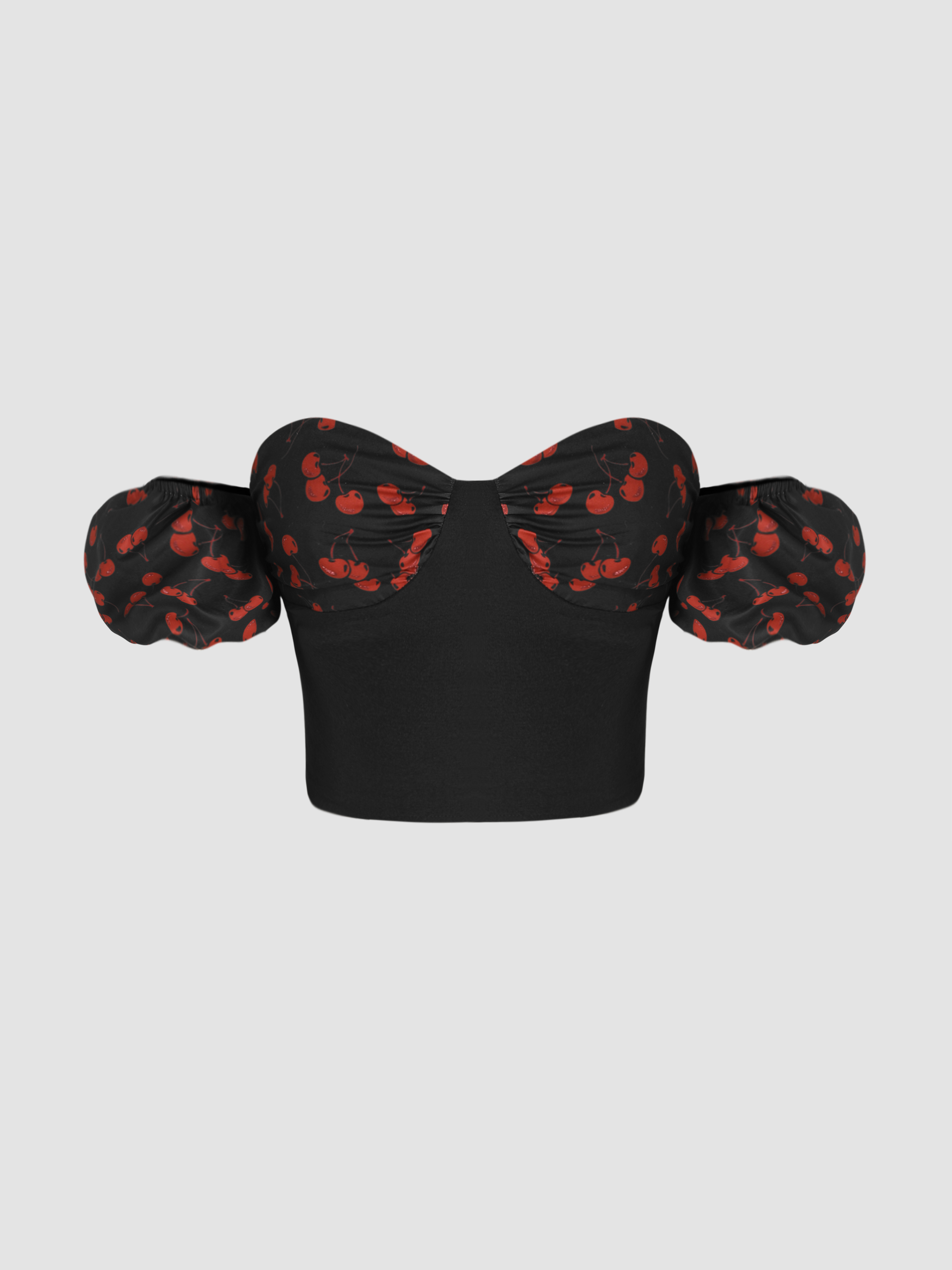 Cherry Print Strapless Crop Top For Daily Casual Music Festival/Live ...