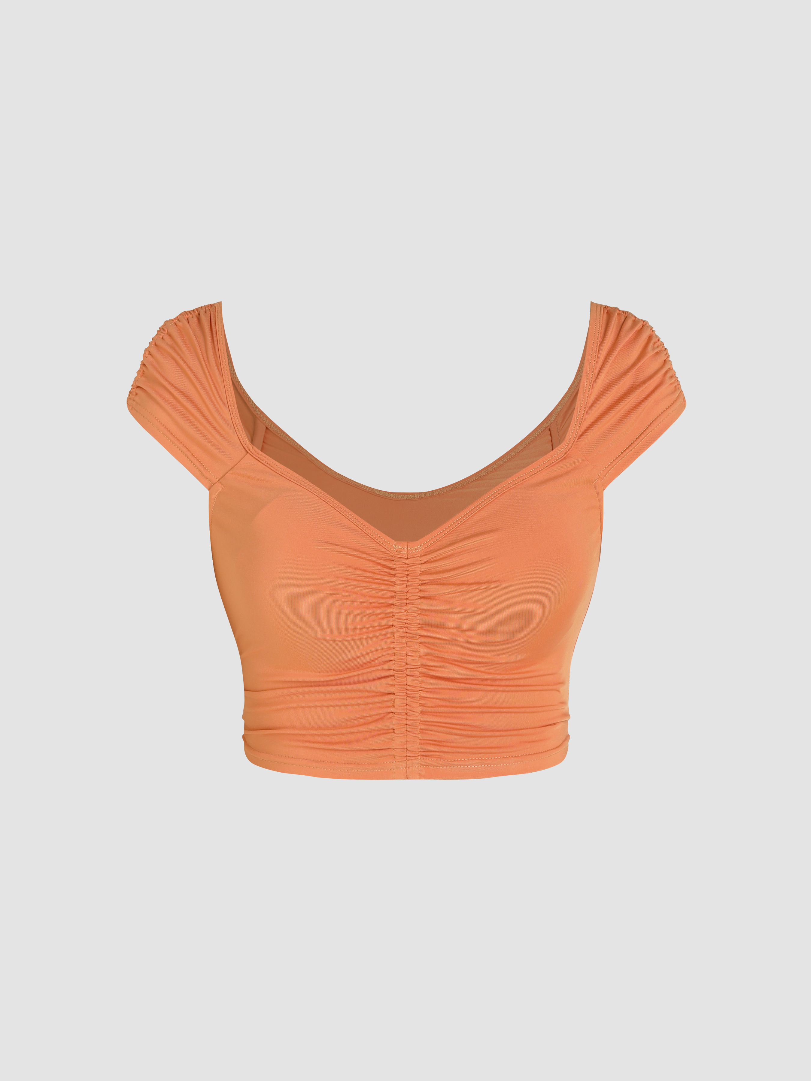 Vneck Ruched Crop Top Cider