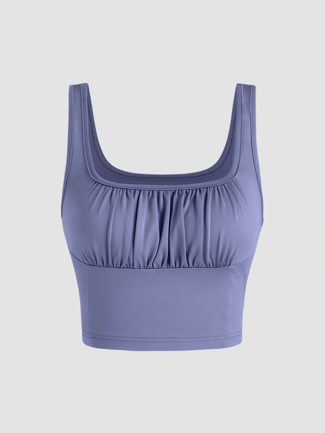 Einfarbiges gerafftes Cami-Crop-Top