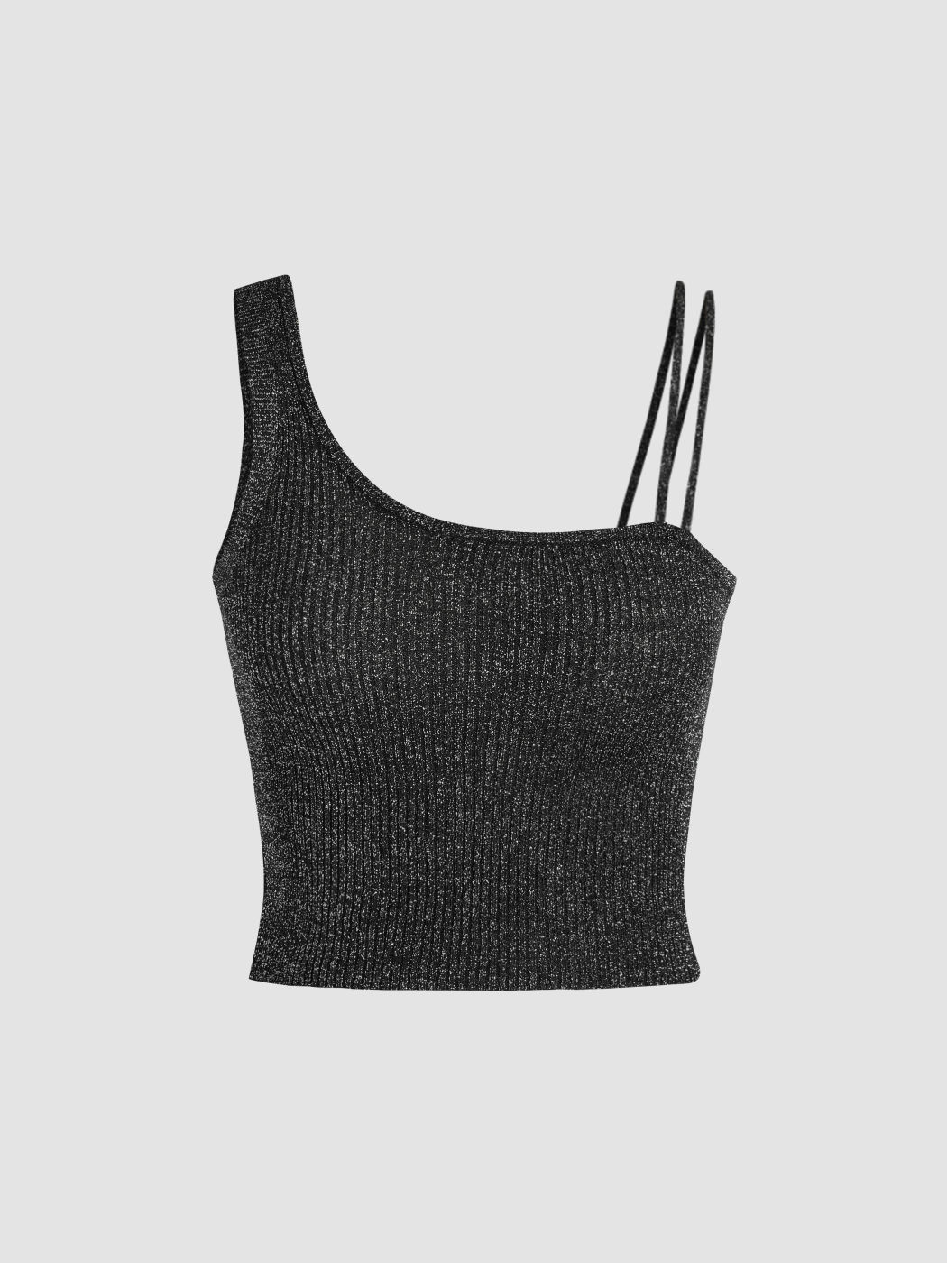  Glitzer Asymmetrischer Hals Cami Oberteile