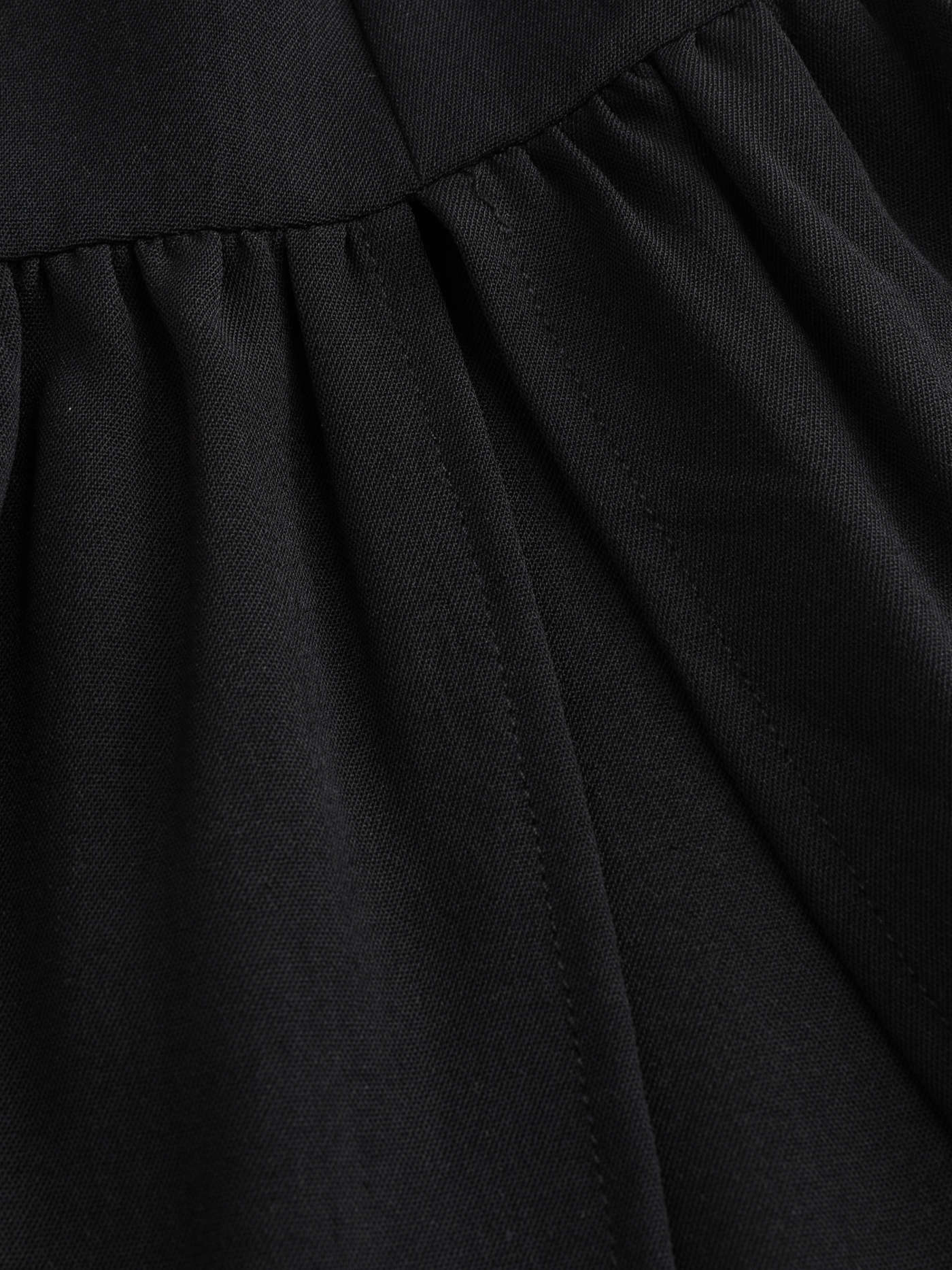 Solid Elastic Waist Ruffle Hem Tiered Midi Skirt