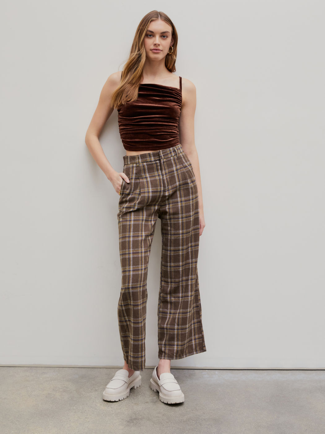 Gewebte Karohose mit geradem Bein
