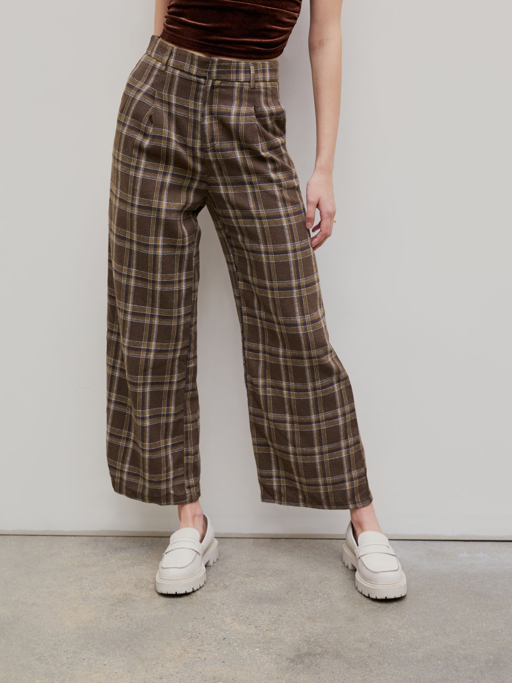Gewebte Karohose mit geradem Bein