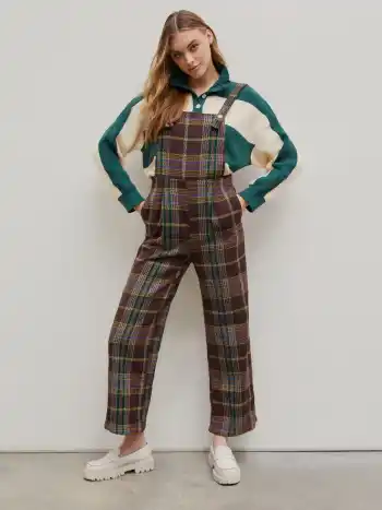 Tweed-Karo-Knopfweite Overalls