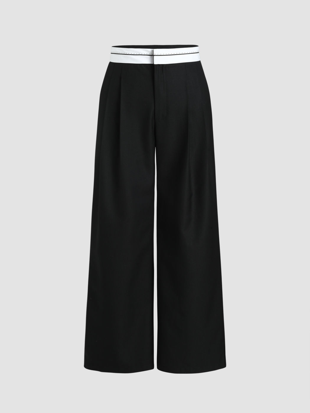  Kontrastbesatz Niedrige Taille Weite Hosen