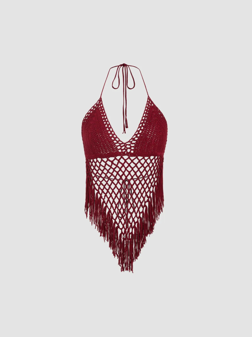Solids Neckholder-Trägertop mit Quasten
