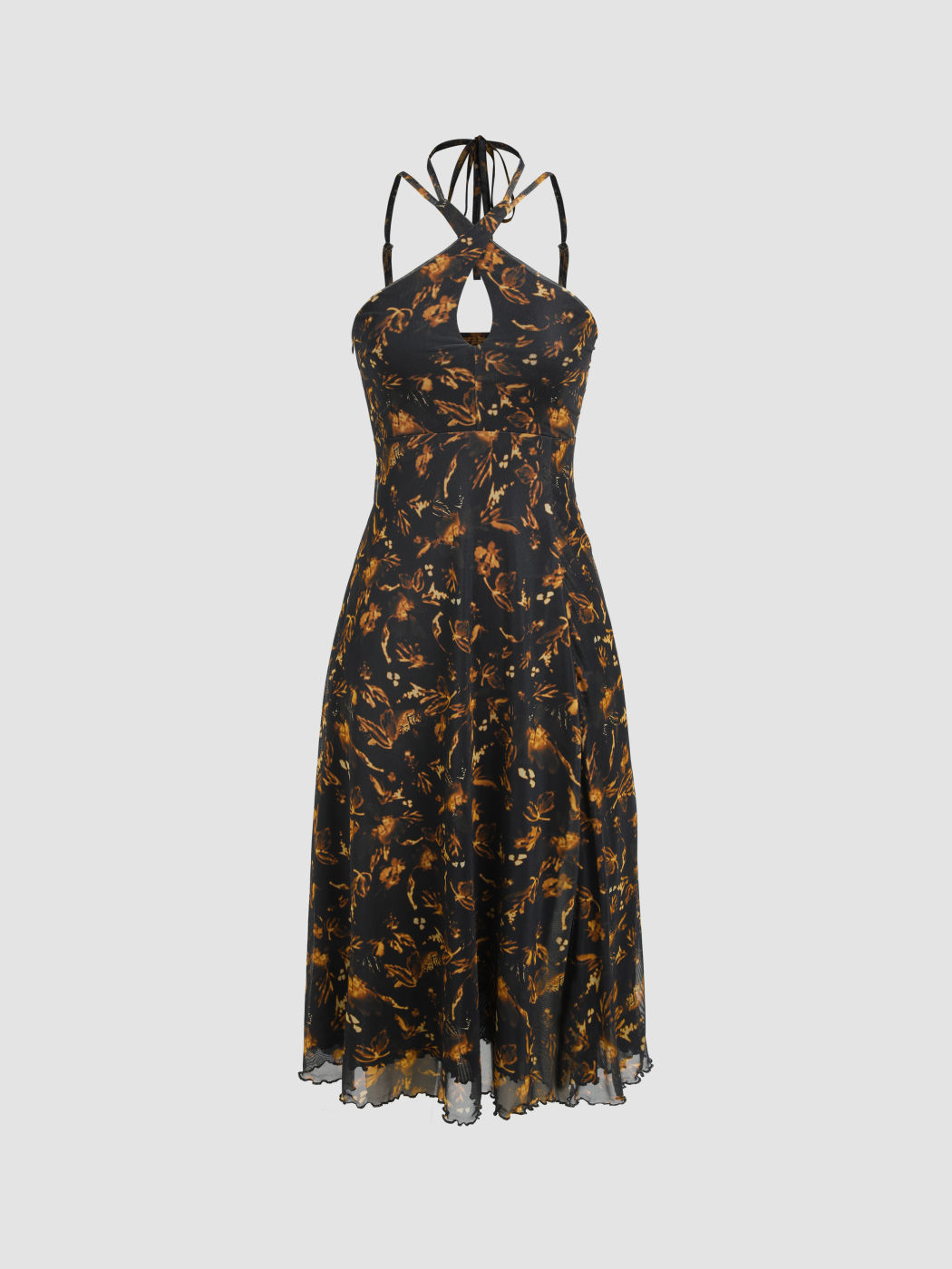 Fashion Butterfly Print Long Sleeve Split Dress