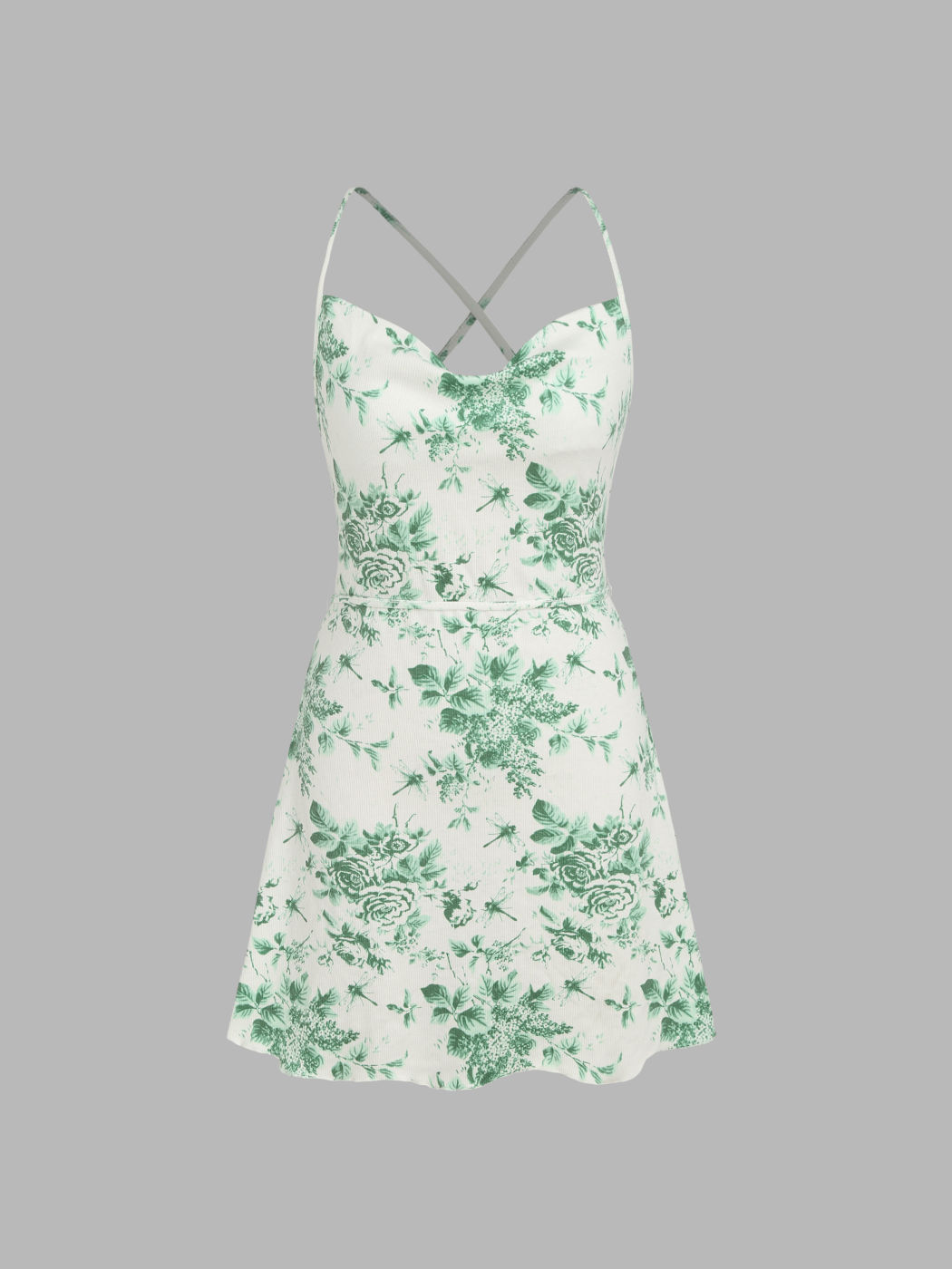 Floral Cowl Neck Mini Dress