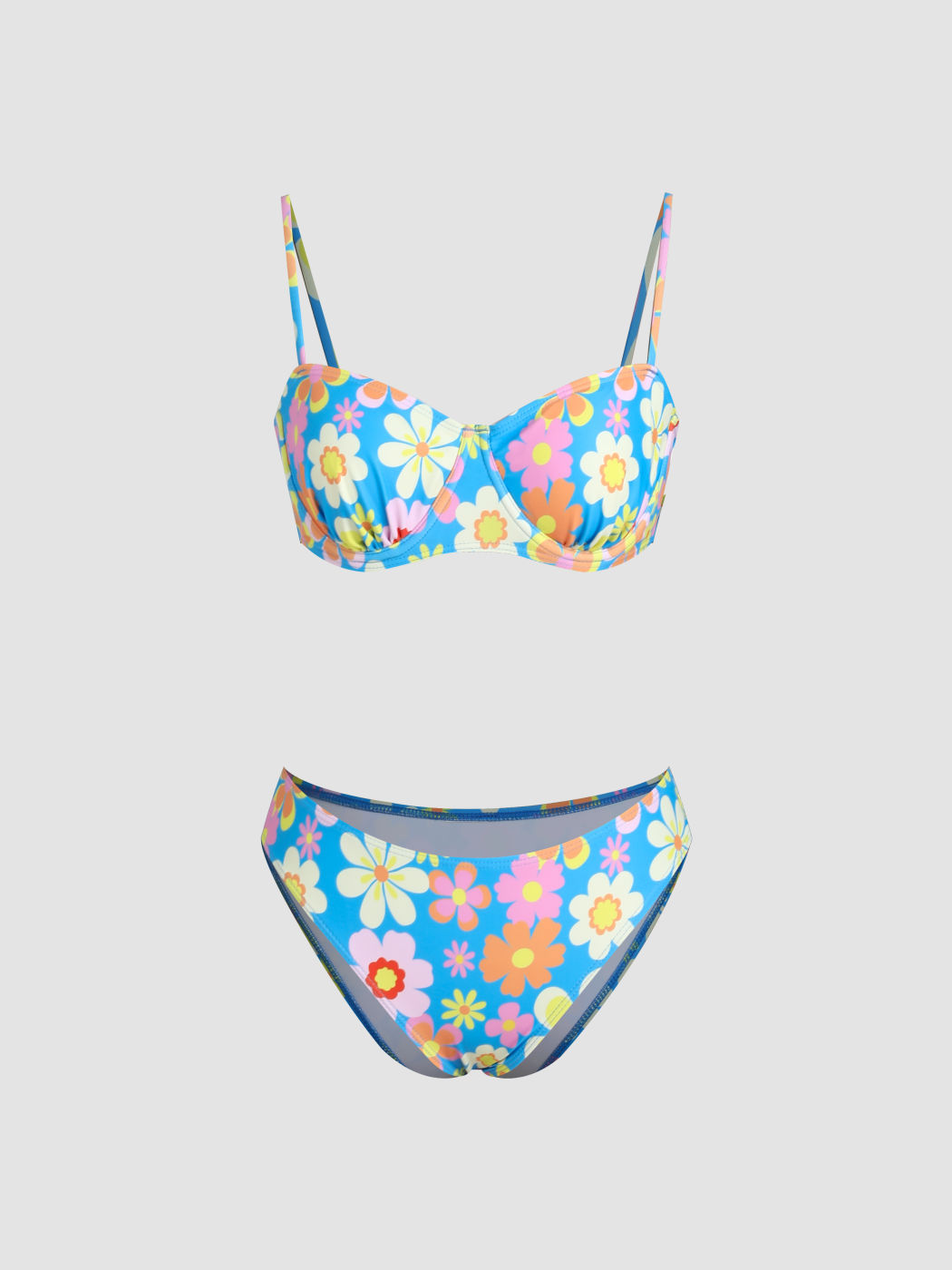 Floral Underwire Halter Bikini Swimsuit