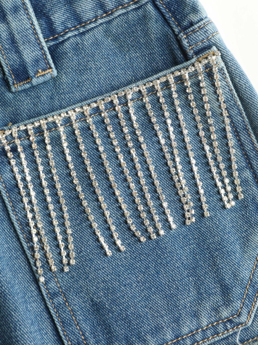 Denim Metal Quasten Raw Ultra Shorts