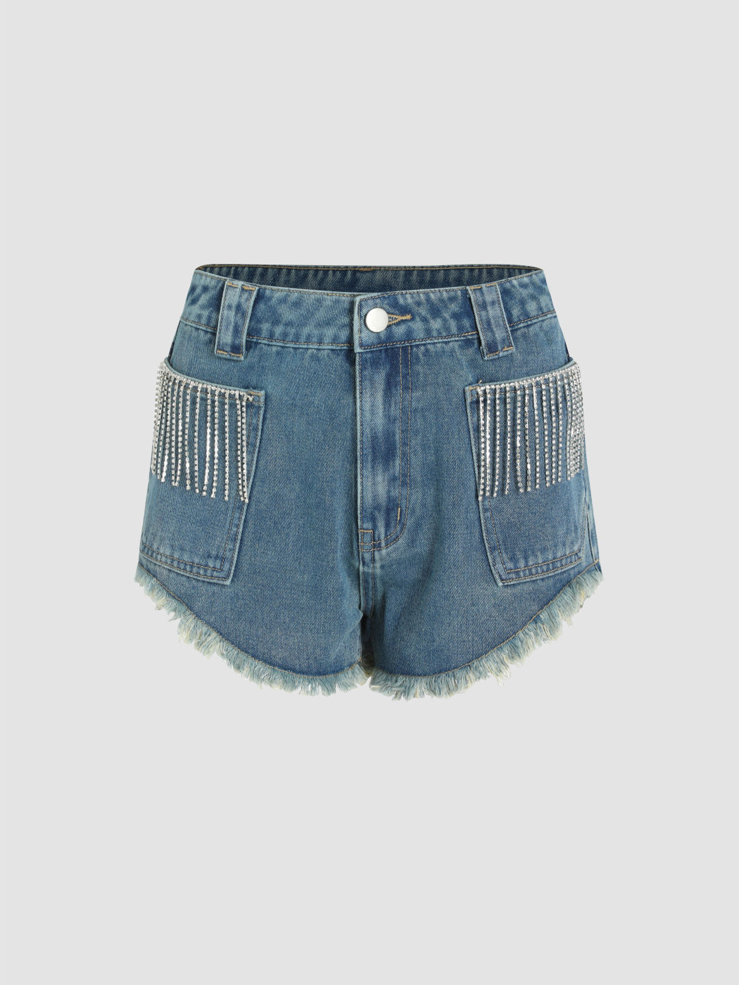 Denim Metal Quasten Raw Ultra Shorts