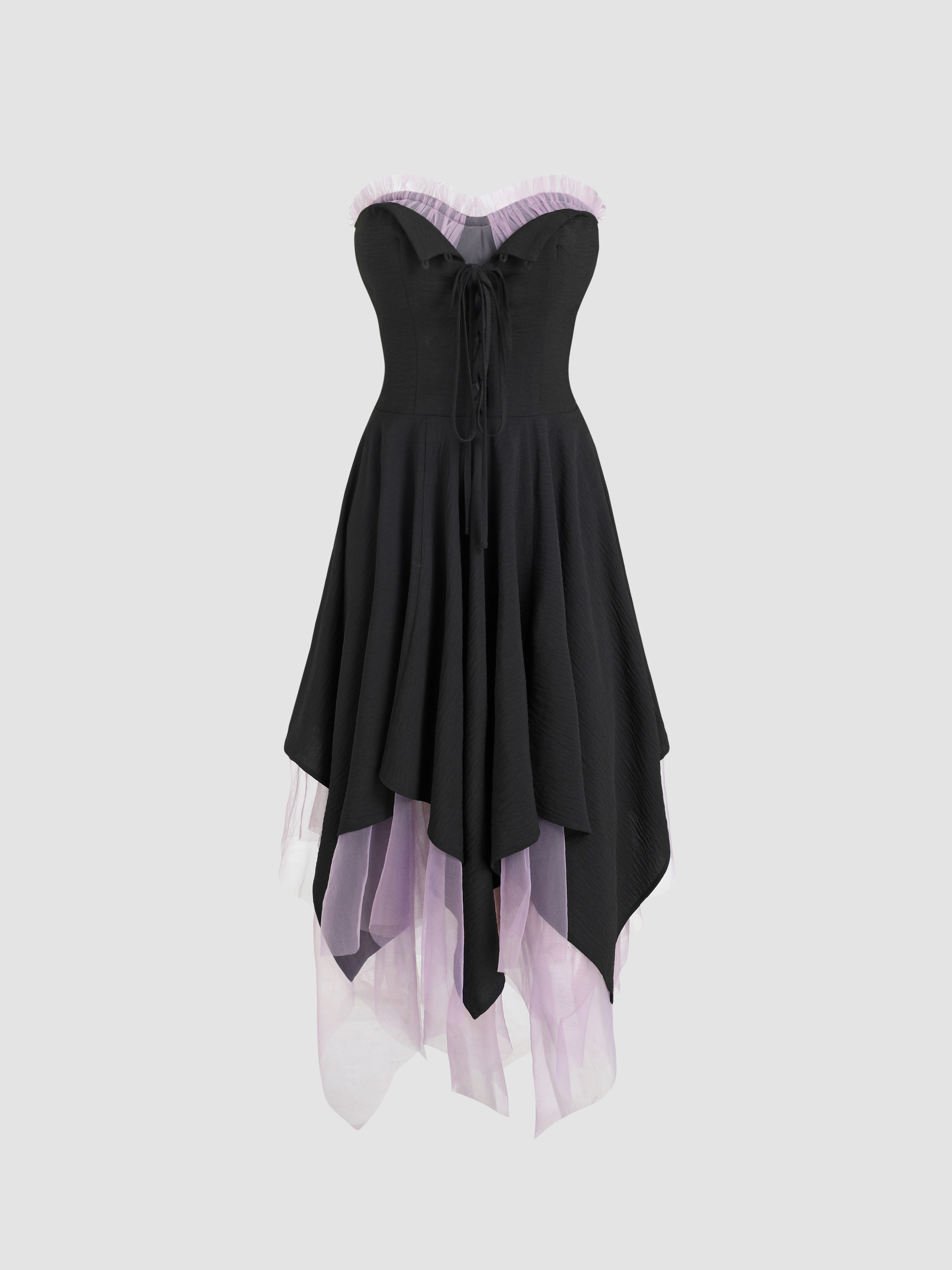 Swan Dress Tulle Ruffle Lace Tube Mini Dress For Music Festival/Live ...
