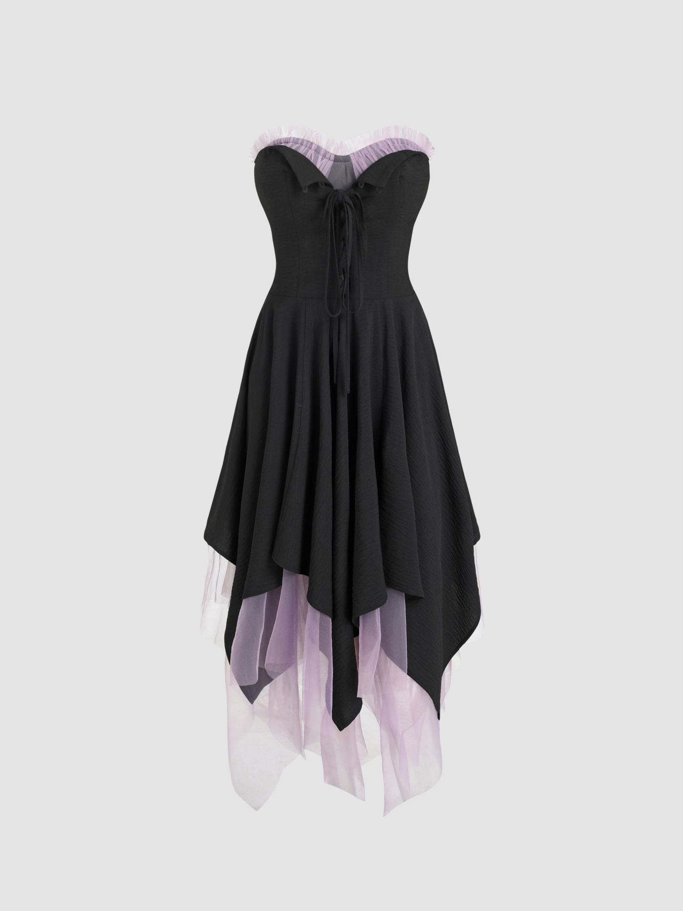 Tulle Ruffle Lace Tube Mini Dress