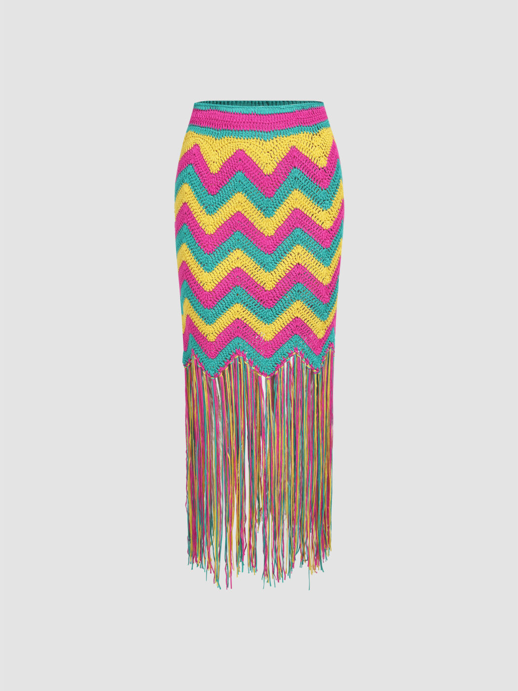 Boho Paisley Tassels Knit Skirt