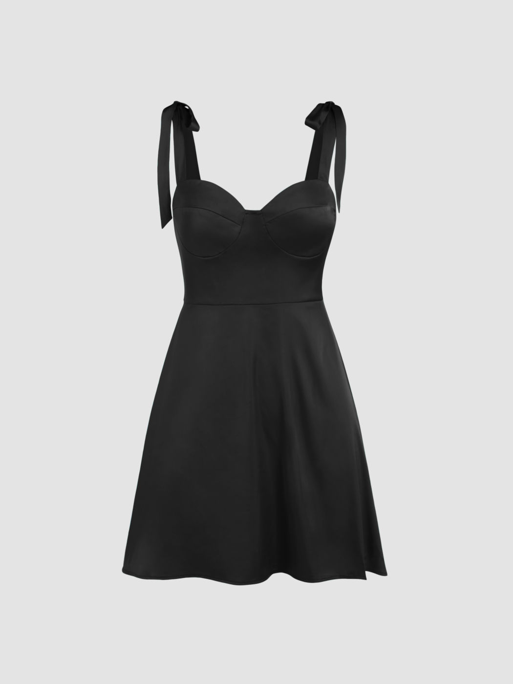 Satin Solid Satin Bowknot Cami Short Dress For Daily Casual Date
