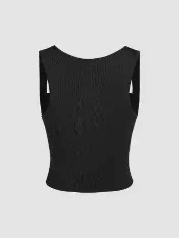 Solid Ruched Square Neck Crop Top