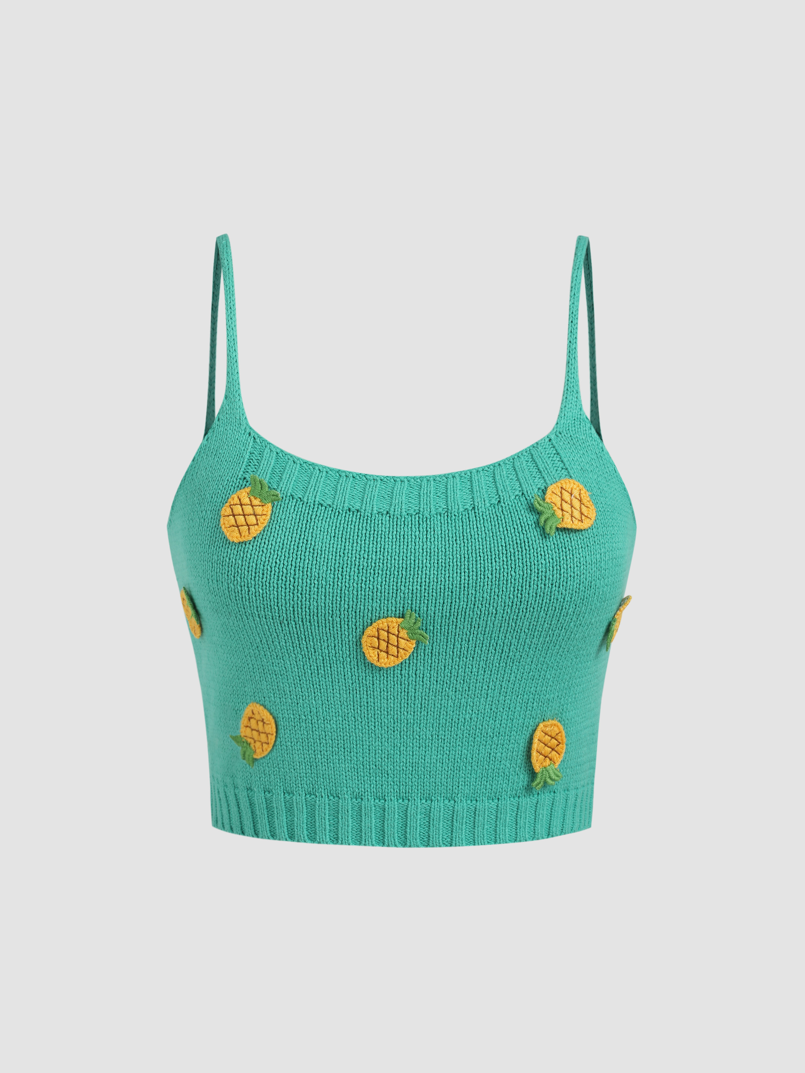 Pineapple Detail Knitted Cami Top - Cider