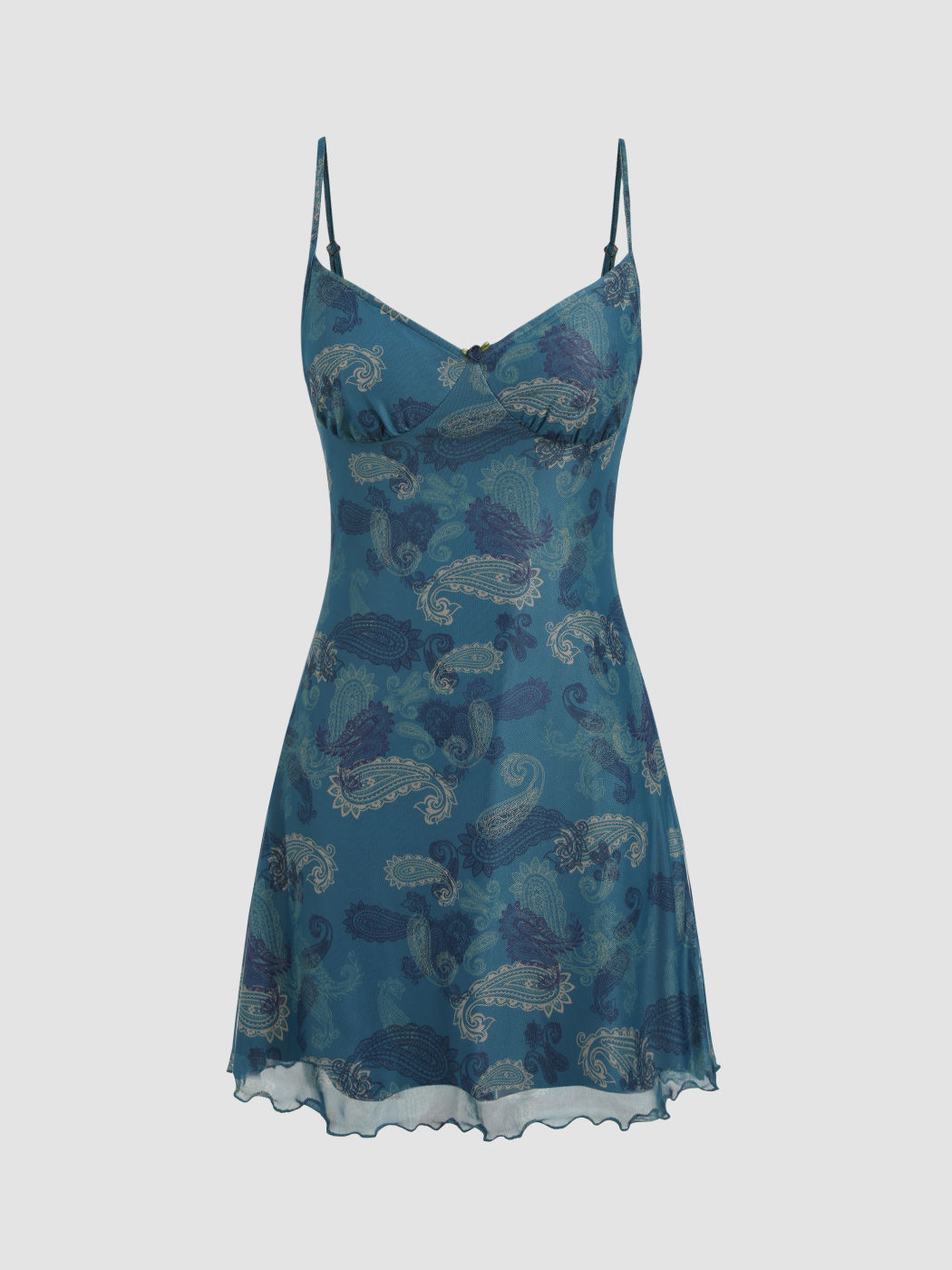 Kurzes Cami-Kleid mit Paisley-Print und Salatsaum