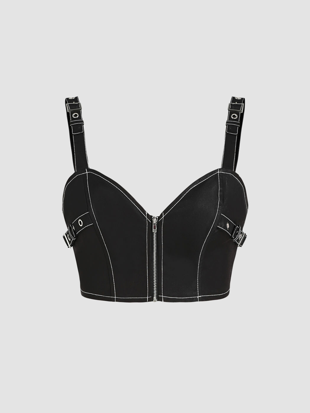 Solids Crop Cami Top mit Reißverschluss