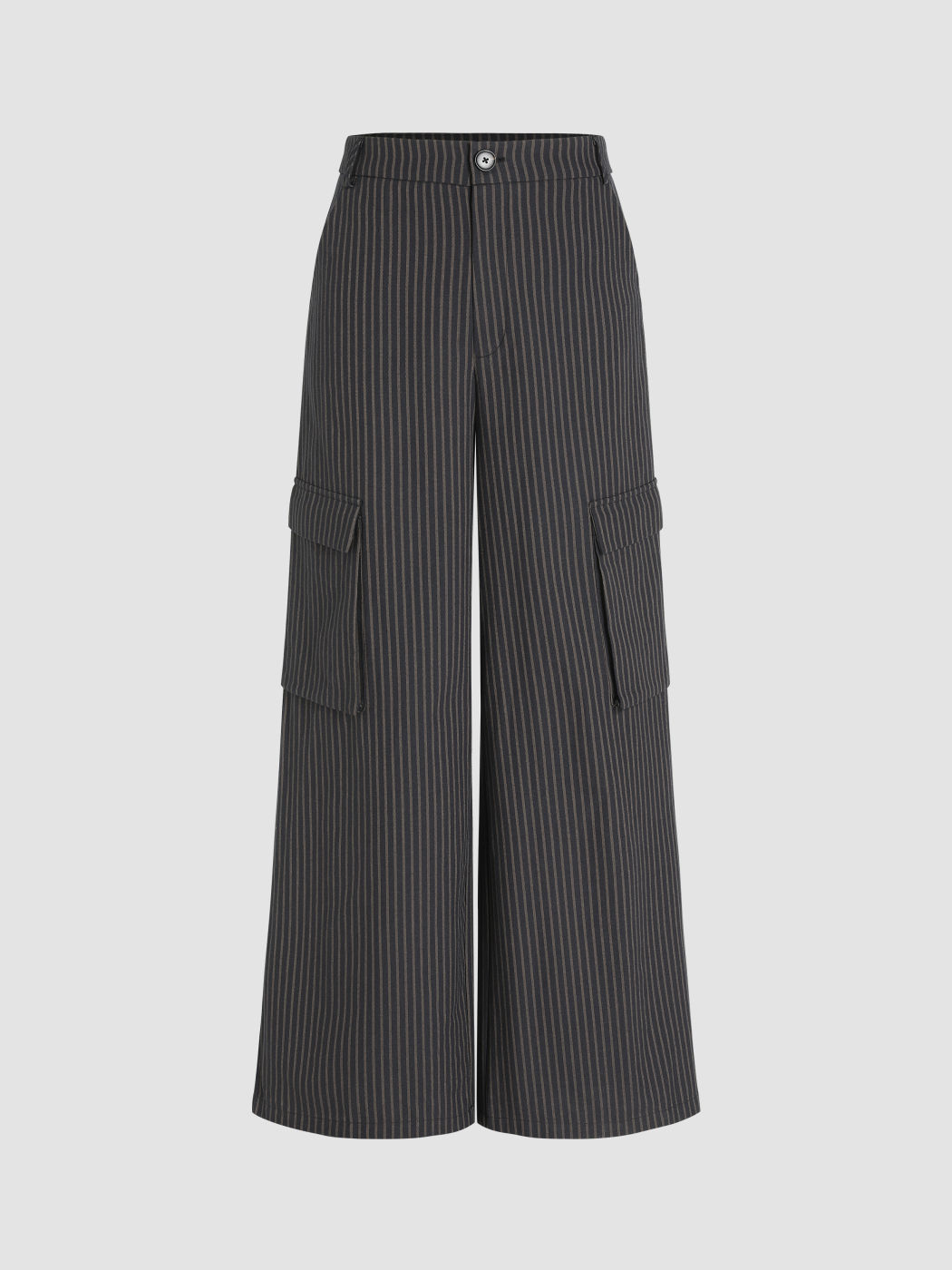 Stripe Pocket Cargo Wide Leg Trousers Cider