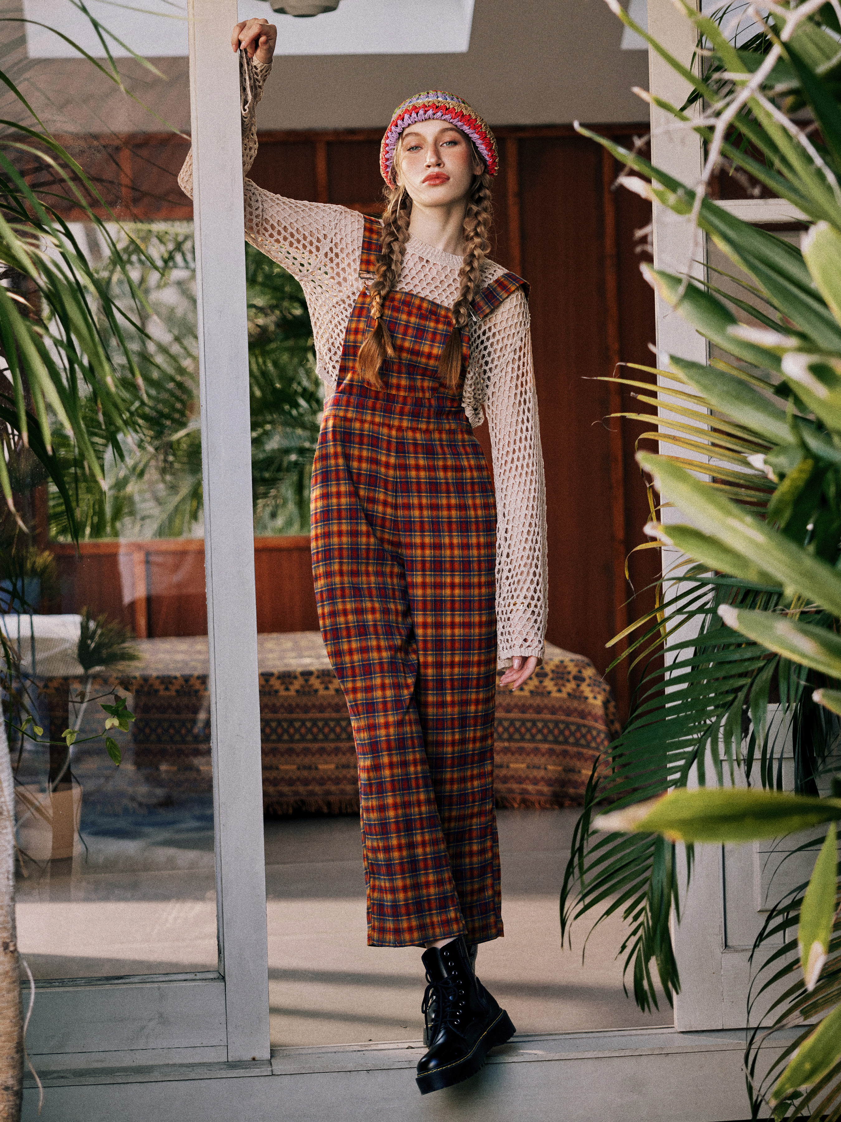 Plaid store overall jumpsuit