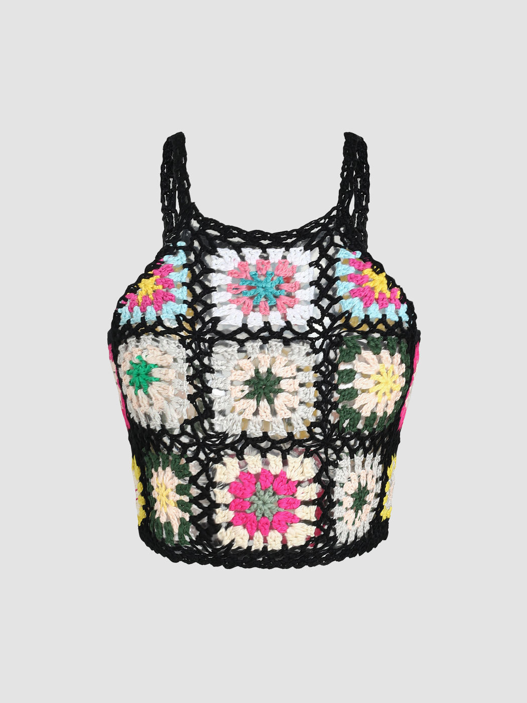Crochet Tie Front Striped Knit Cami