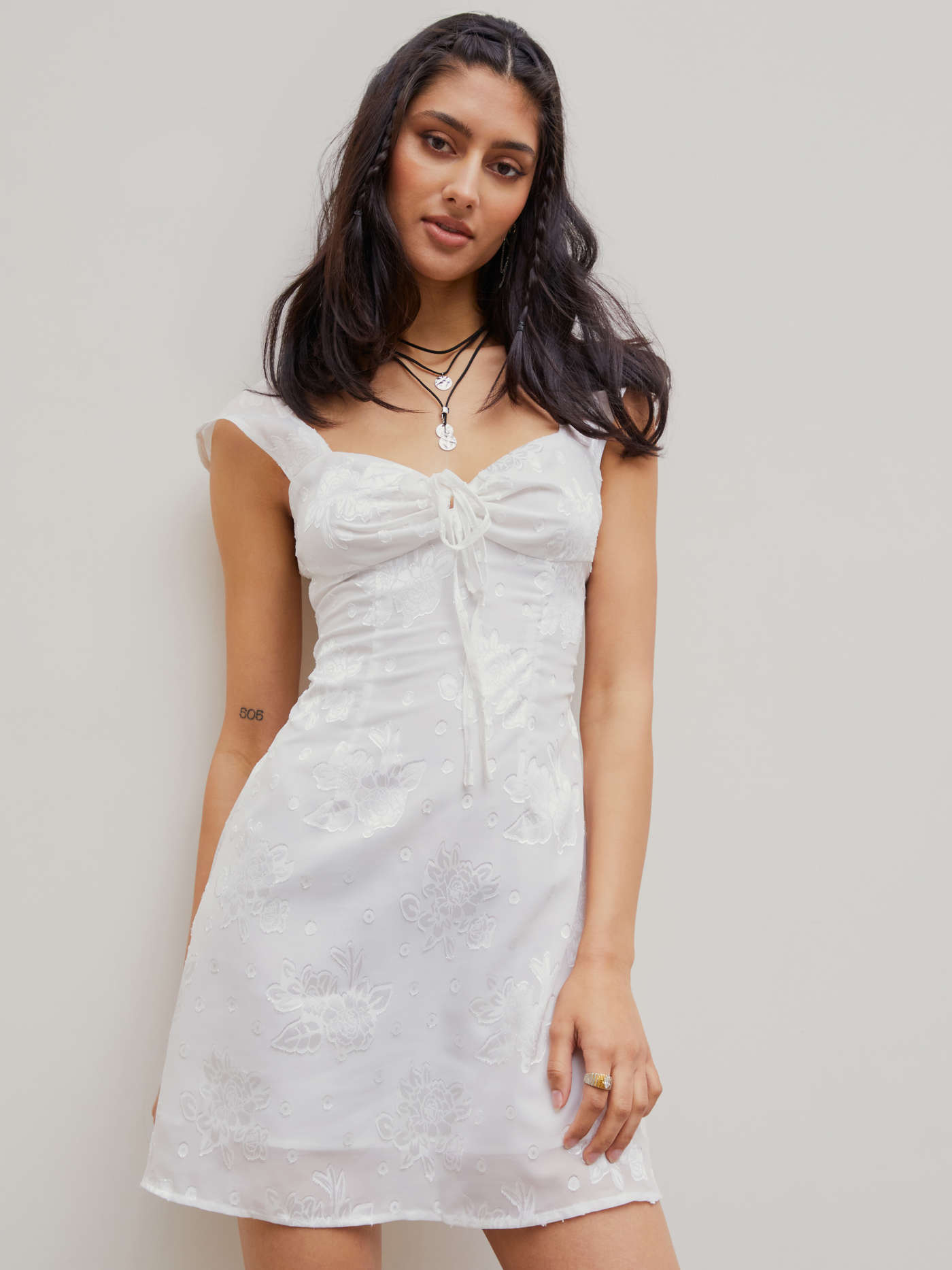 Floral Jacquard Mini Dress