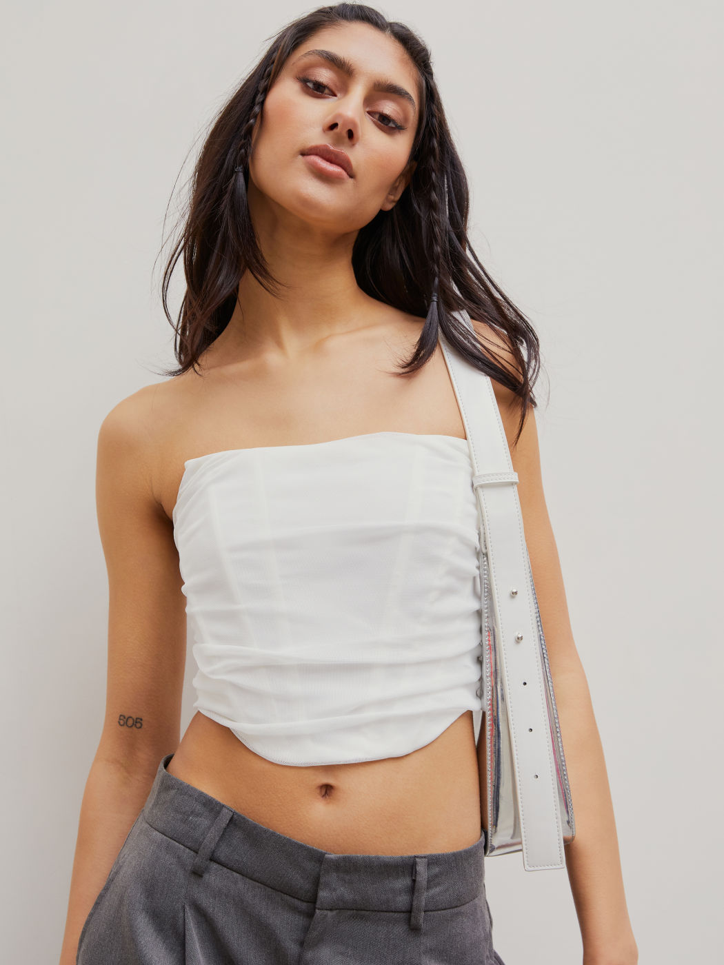  Solid Strapless Crop Tube Top