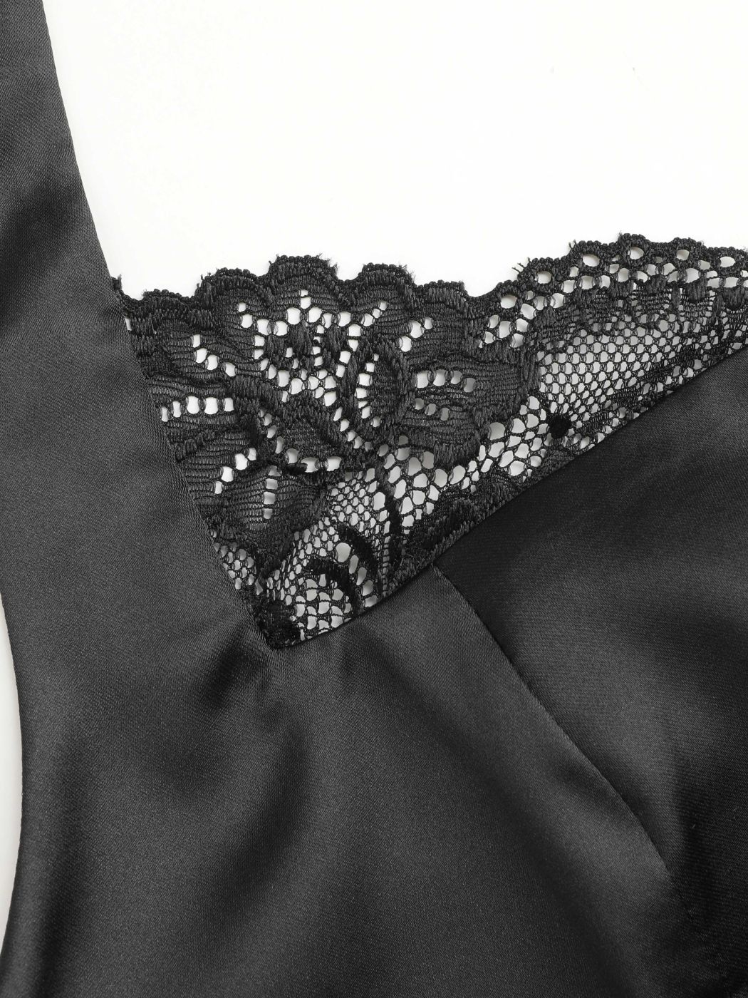 Solids Satin-Spitzen-Tiefhalter-Crop-Top mit Binderücken