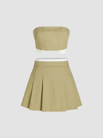  Plissierter Mini-Rock mit hoher Taille
